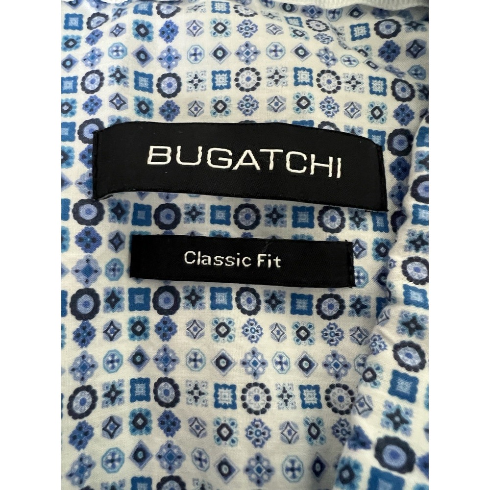 Bugatchi Shirt Mens 2XL Long Sleeves Geometric 100% Cotton Classic fit